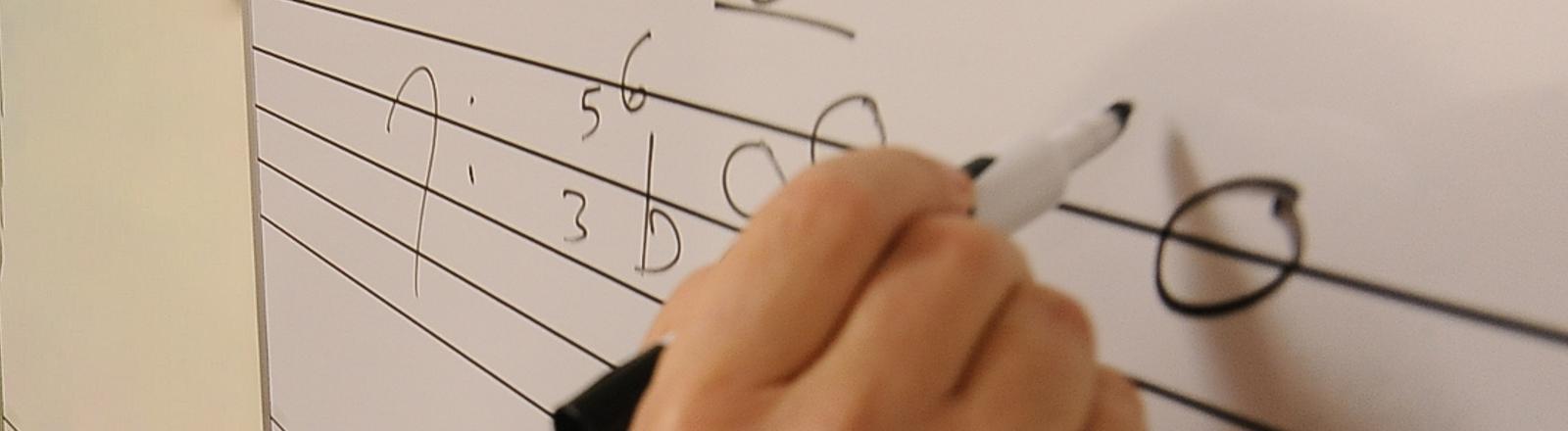 Music: Theory composition whiteboard with musical notes